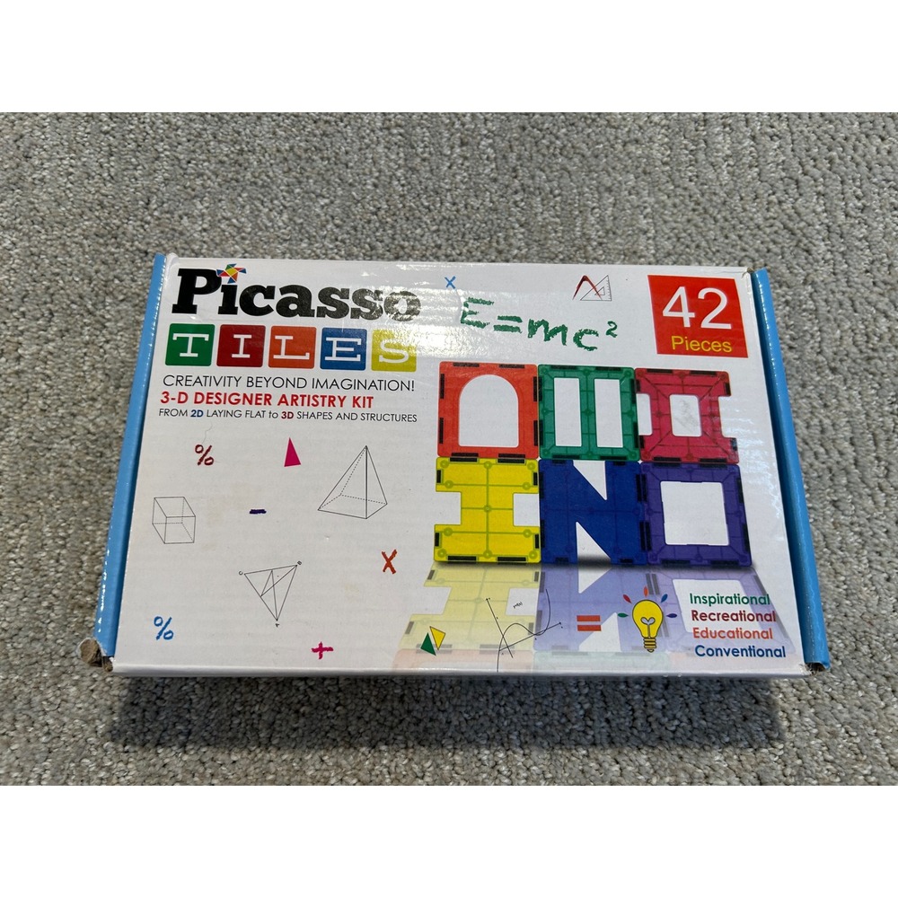 PicassoTiles 42 Piece Magnetic Building Blocks 3D Designer Artistry Kit STEM